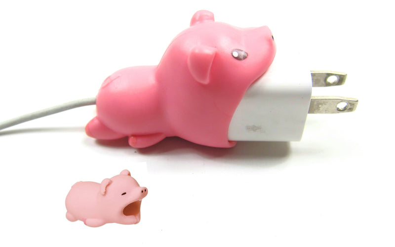 2pk iPhone Big Biter & Small Chomper Cable Protectors - Pig - Flashpopup.com