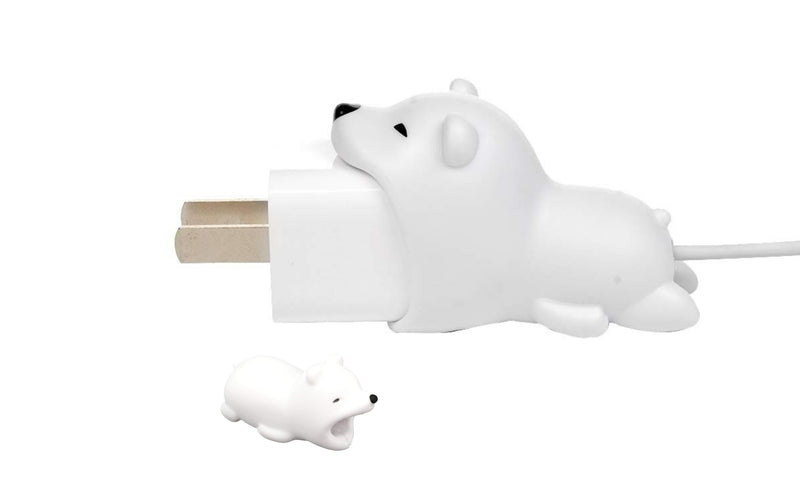 2pk iPhone Big Biter & Small Chomper Cable Protectors - Polar Bear - Flashpopup.com
