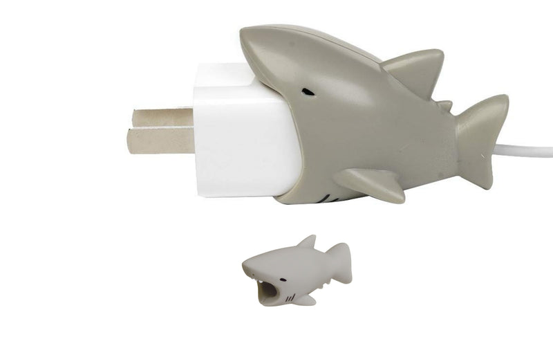 2pk iPhone Big Biter & Small Chomper Cable Protectors - Grey Shark - Flashpopup.com