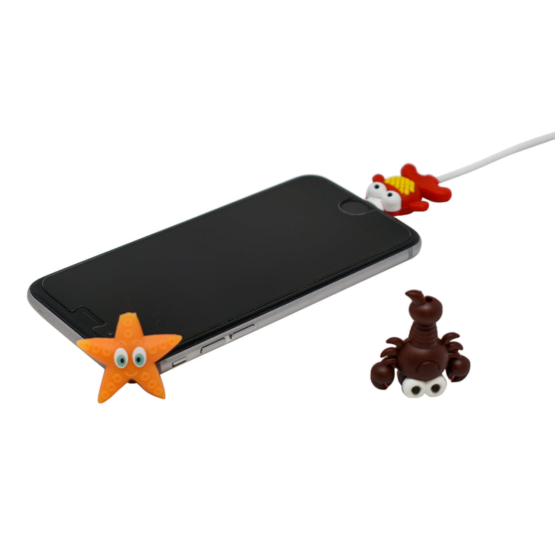 3-pack Sea Cable Protectors Critters Compatible with iPhone & Android Cables - Flashpopup.com