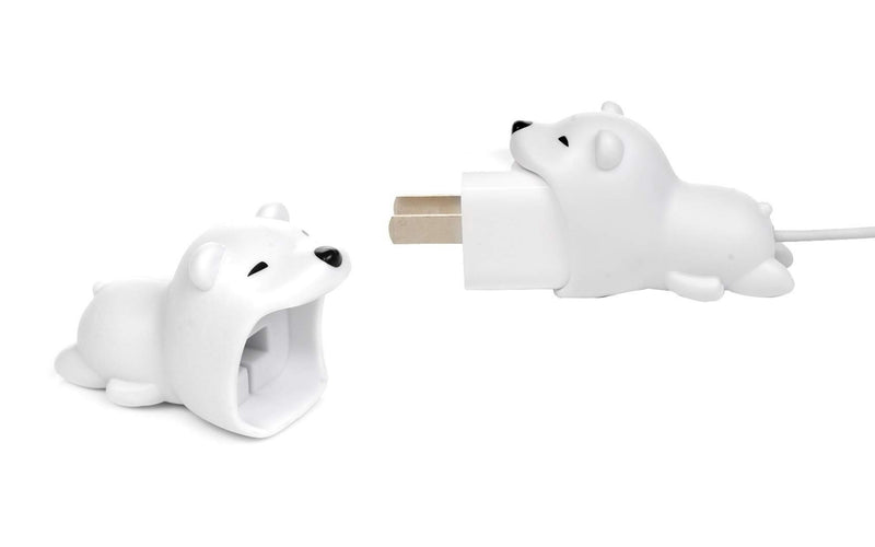2pk iPhone Big Cable Animal Biters Cable Protectors - Polar Bear - Flashpopup.com