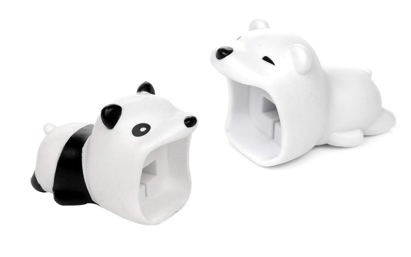 2pk iPhone Big Cable Animal Biters Cable Protectors - Panda & Polar Bear - Flashpopup.com