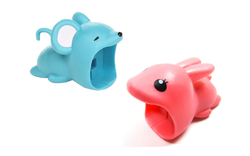 2pk iPhone Big Cable Animal Biters Cable Protectors - Mouse & Bunny - Flashpopup.com