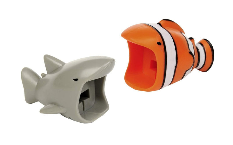 2pk iPhone Big Cable Animal Biters Cable Protectors - Clown Fish & Grey Shark - Flashpopup.com
