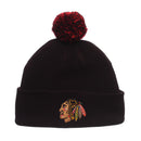 NHL Beanie Chicago Blackhawks, Pom Black Cuffed - Flashpopup.com
