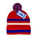 NBA Beanie Los Angeles Clippers, Tricolor Striped Cuffed Pom - Flashpopup.com