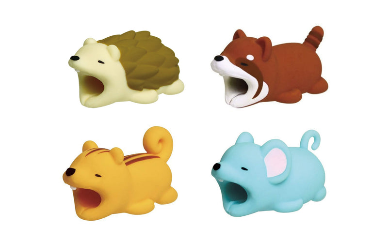 4pk iPhone Animal Biters Cable Protectors - RODENT - Mouse, Hedgehog, Squirrel, Racoon - Flashpopup.com