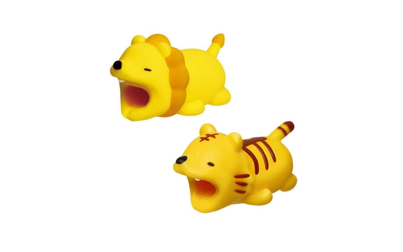 2pk iPhone Animal Biters Cable Protectors - Lion & Tiger - Flashpopup.com