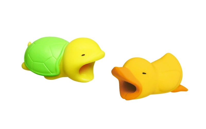 2pk iPhone Animal Biters Cable Protectors - Duck & Turtle - Flashpopup.com