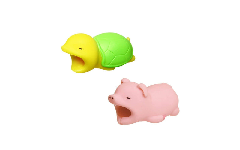2pk iPhone Animal Biters Cable Protectors - Turtle & Pig - Flashpopup.com
