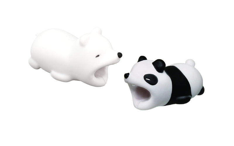 2pk iPhone Animal Biters Cable Protectors - Panda Bear & Polar Bear - Flashpopup.com