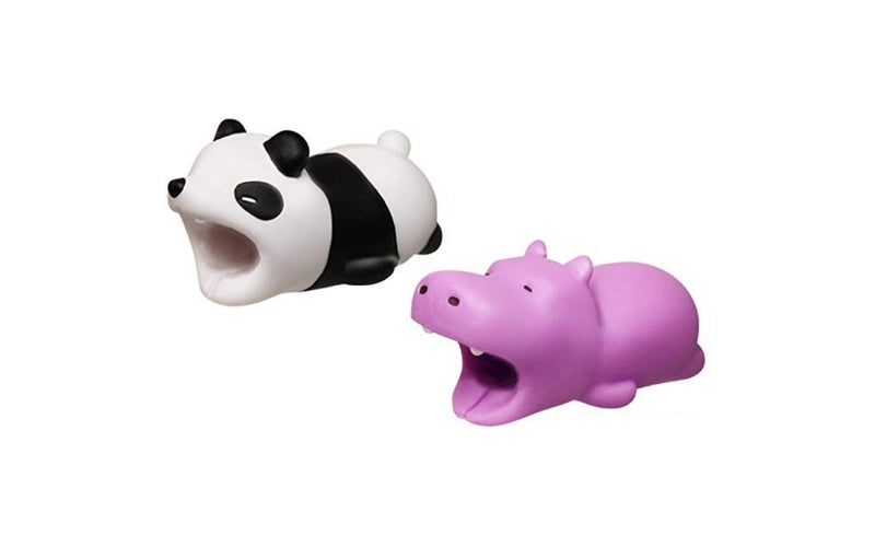2pk iPhone Animal Biters Cable Protectors - Hippo & Panda - Flashpopup.com