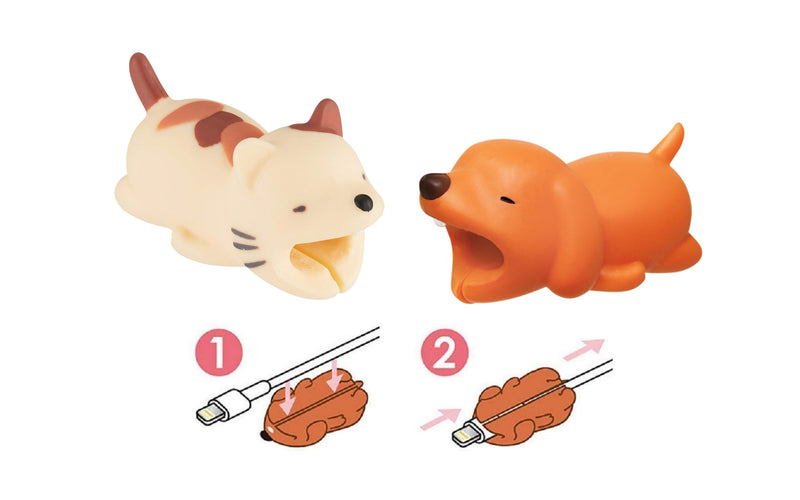 2pk iPhone Animal Biters Cable Protectors - Dog & Cat - Flashpopup.com