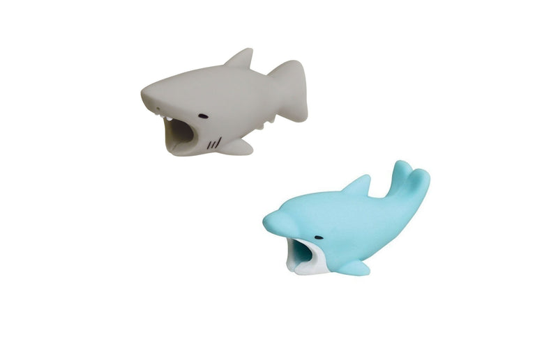 2pk iPhone Animal Biters Cable Protectors - Shark & Dolphin - Flashpopup.com