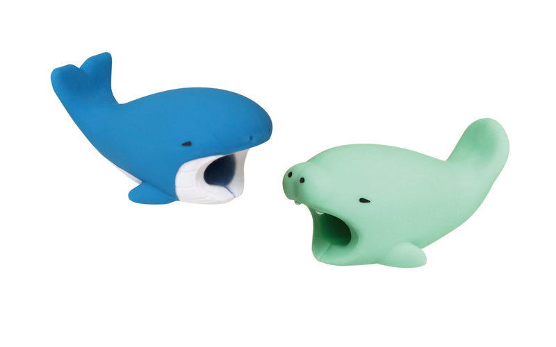 2pk iPhone Animal Biters Cable Protectors - Manatee & Blue Whale - Flashpopup.com