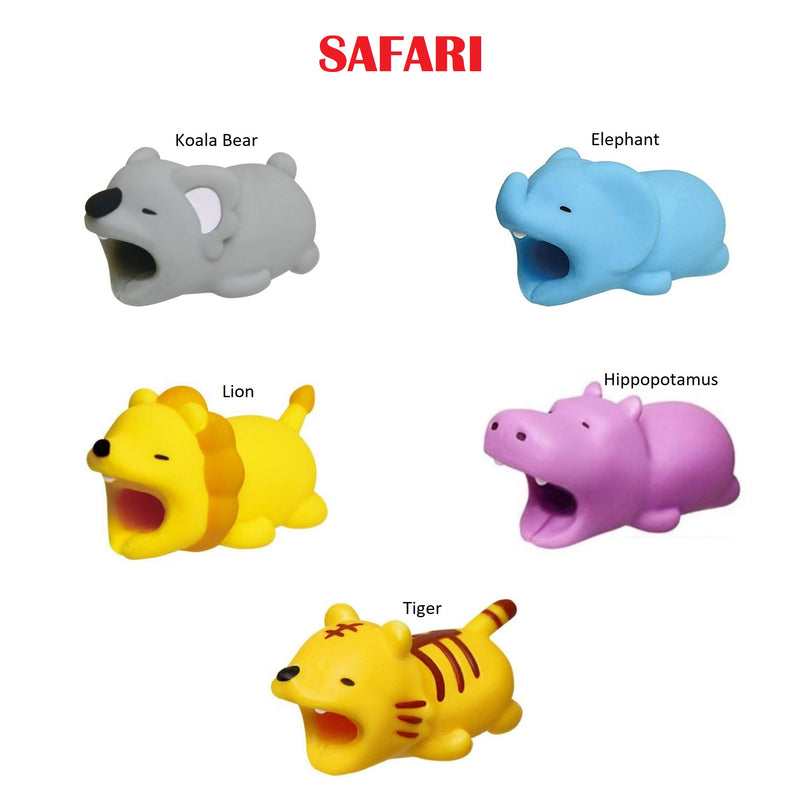 5pk iPhone Animal Biters Cable Protectors - SAFARI - Flashpopup.com