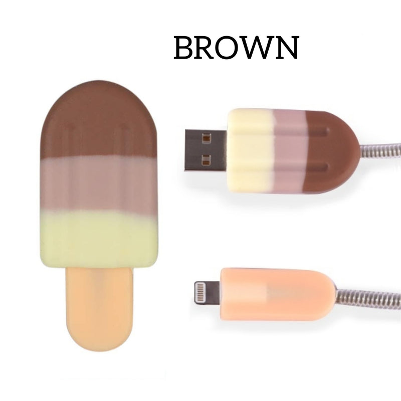Cable Chomper Ice Cream Brown USB and for iPhone or Android Devices - Flashpopup.com