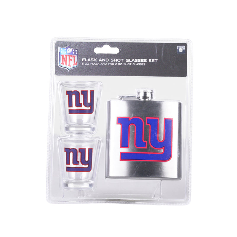 NFL New York Giants 6oz Flask Shot & 2oz Glasses Set, Stainless Steel - Flashpopup.com