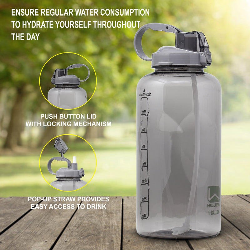 Wellness 128oz (1 Gallon) Sports Water Bottle - Straw & Lid