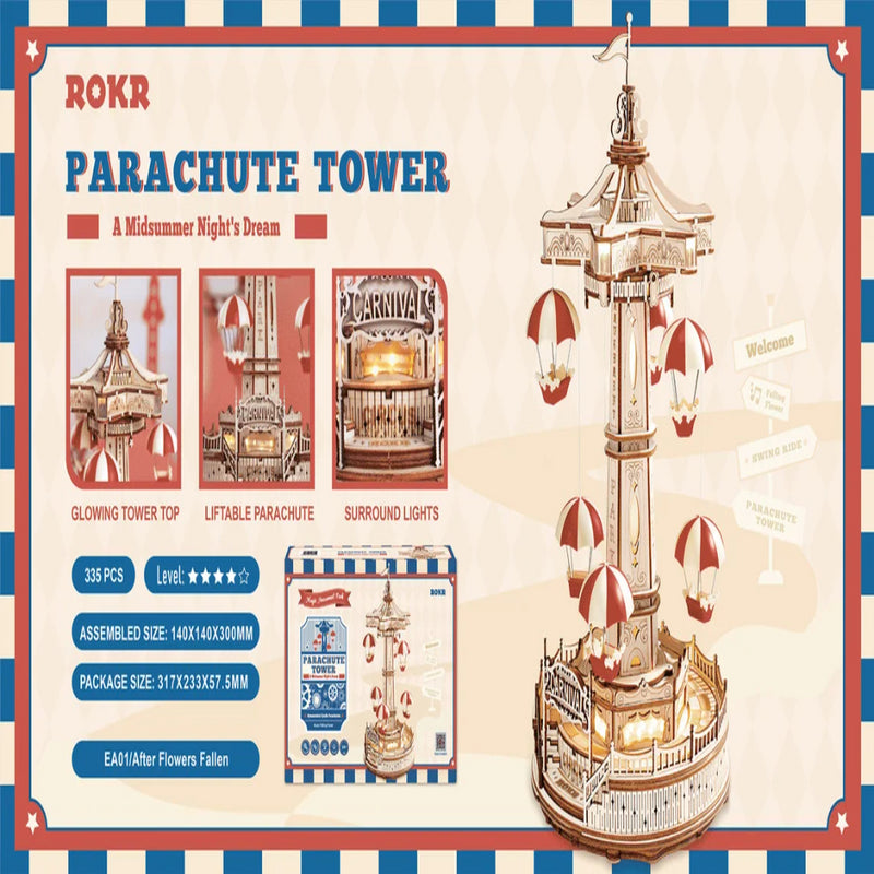 DIY 3D Electro Mechanical Puzzle - Electro Mechanical Parachute Tower 184Pcs