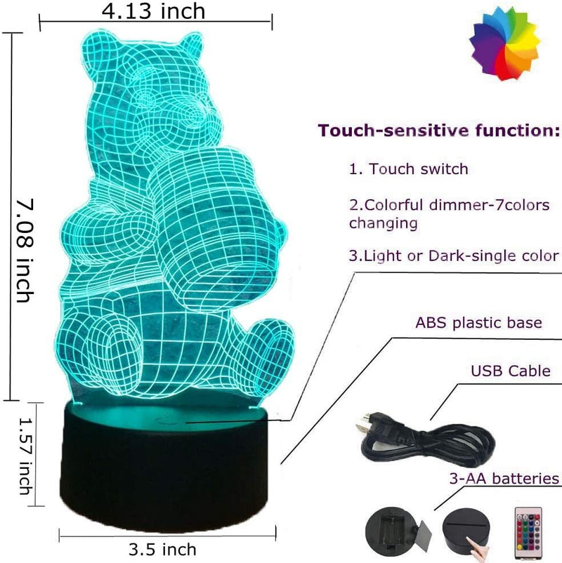 Winnie the Pooh Illusion Lamp, 3D Light Experience - Flashpopup.com