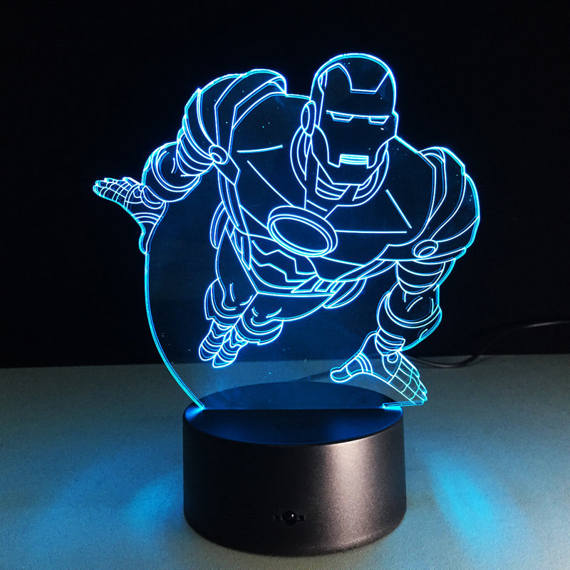 Smart Touch 3D Illusion 7-Color LED Light - Iron Man - Flashpopup.com