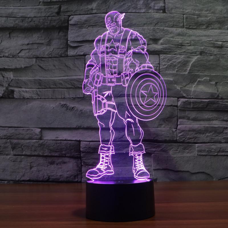 Smart Touch 3D Illusion 7-Color LED Light - Captain America - Flashpopup.com