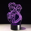 Smart Touch 3D Illusion 7-Color LED Light - Frozen Sisters - Flashpopup.com