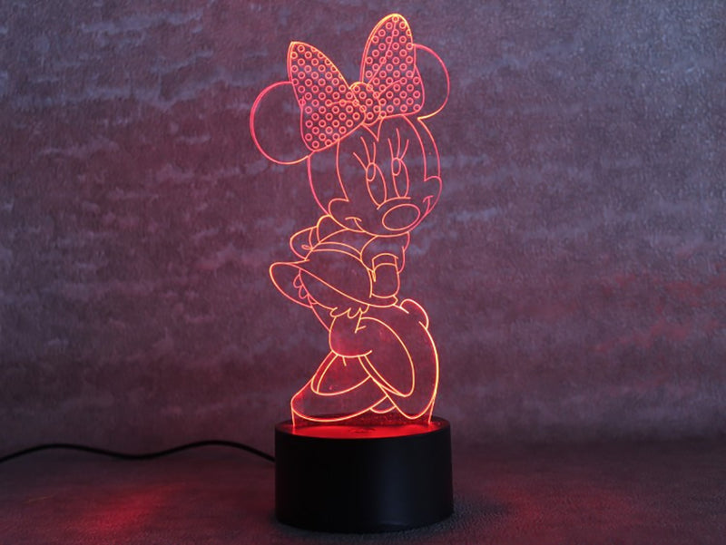Smart Touch 3D Illusion 7-Color LED Light - Minnie Mouse - Flashpopup.com