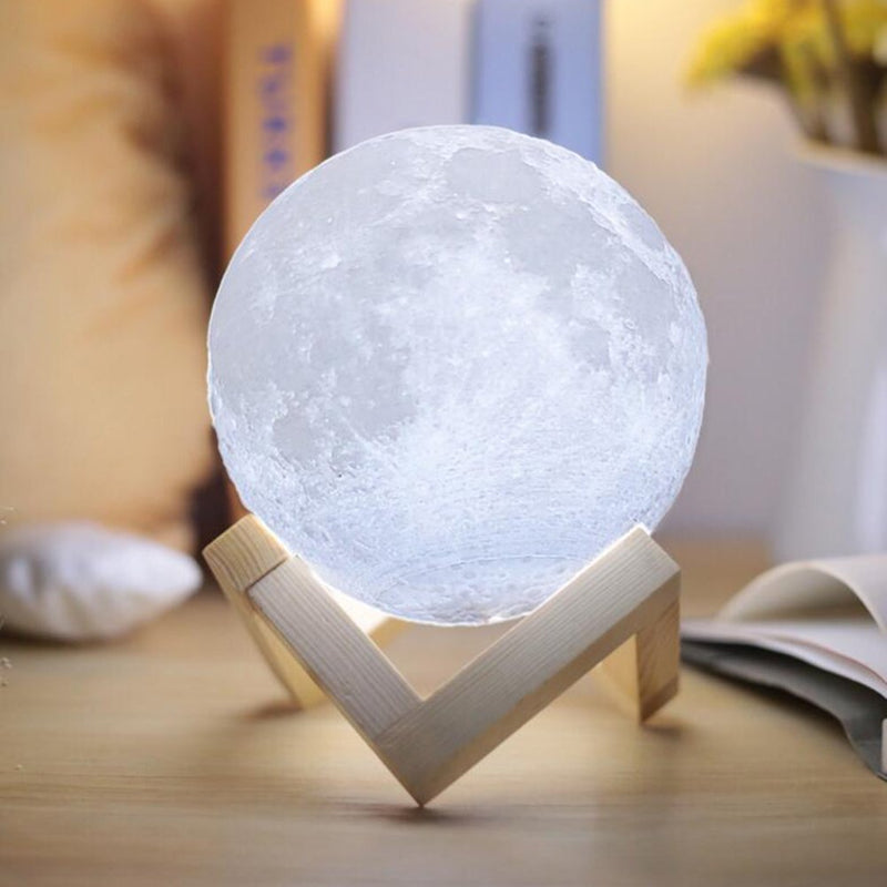 Moon Lamp 3D Printed with Color Changing Touch & Remote Control - Flashpopup.com