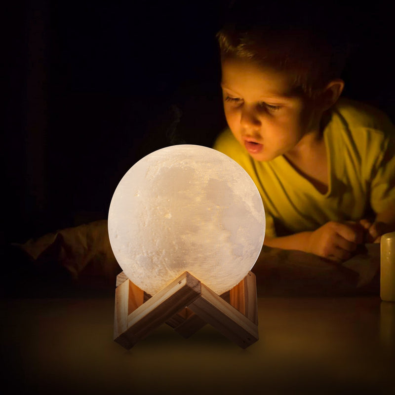 Moon Lamp 3D Printed with Color Changing Touch & Remote Control - Flashpopup.com