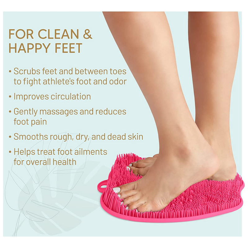Non-Slip Silicone Foot Scrubber Shower Mat - Pink - Flashpopup.com