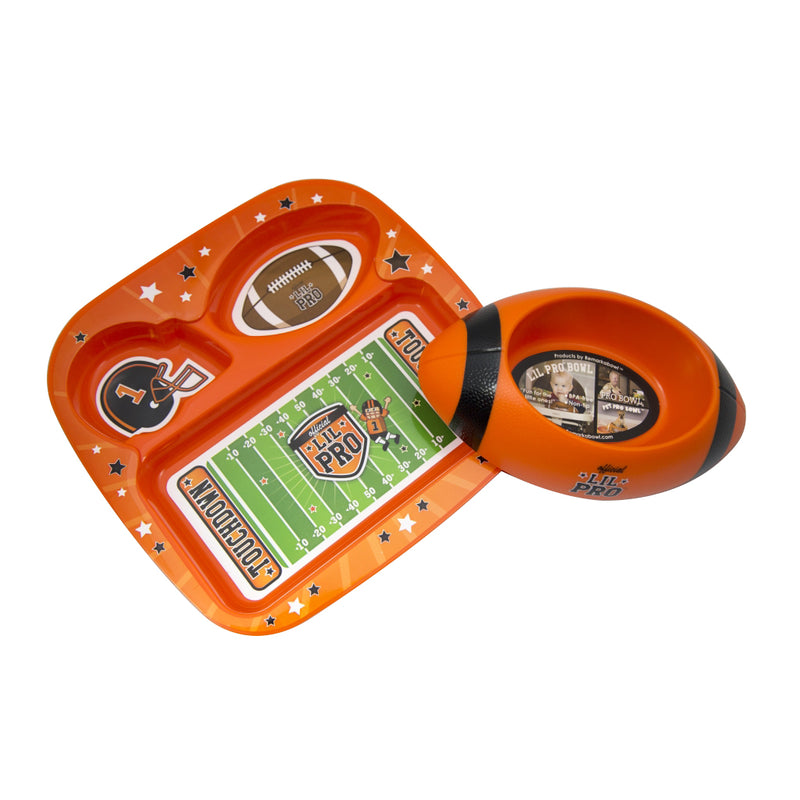 Remarkabowl Kids Football Orange Dinnerware Set, BPA Free - Flashpopup.com