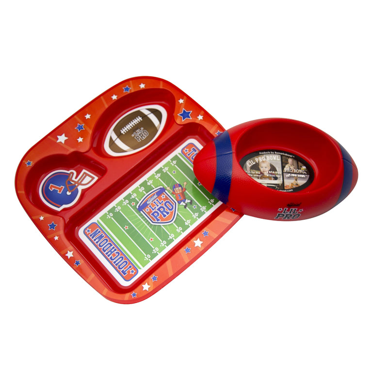 Remarkabowl Kids Football Red Dinnerware Set, BPA Free - Flashpopup.com