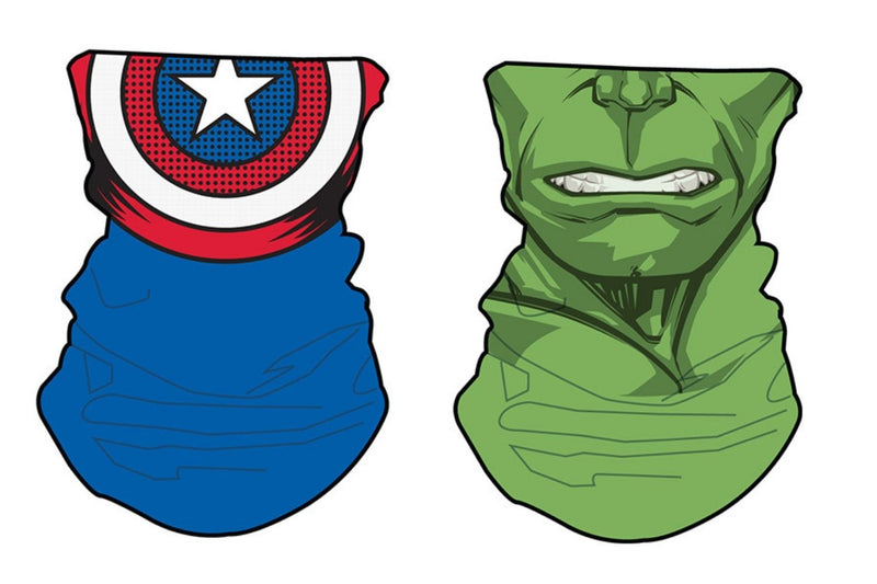 Marvel 2 Pc Gaiter Set Hulk + Captain America Neck & Face PPE Accessory - Flashpopup.com