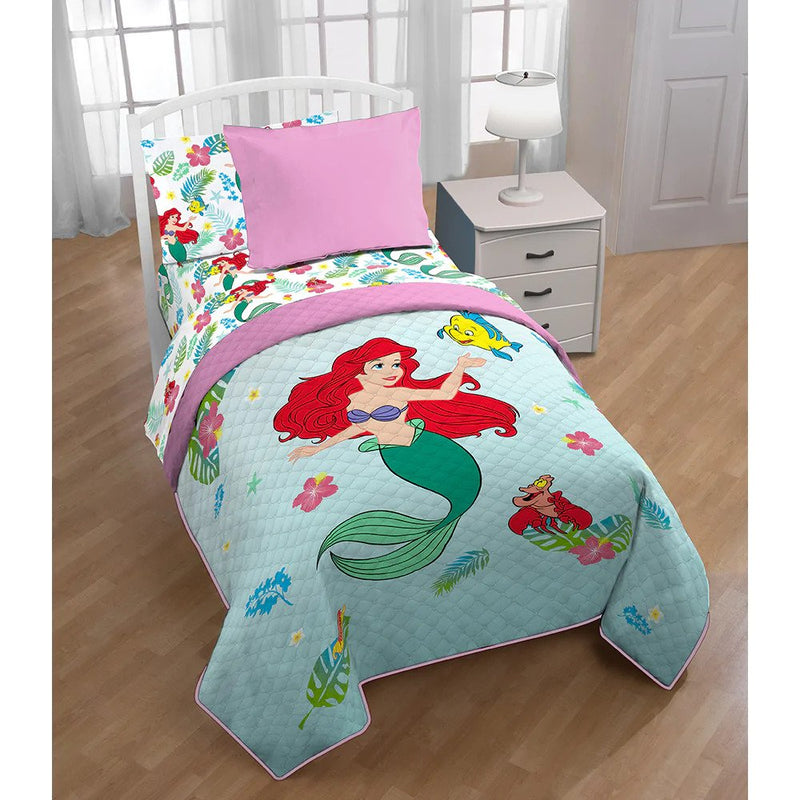 Disney Princess Ariel - Twin/Full Quilted Bedspread and Sham Set - Flashpopup.com