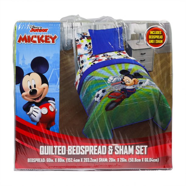 Disney Junior Mickey - Twin/Full Quilted Bedspread and Sham Set - Flashpopup.com