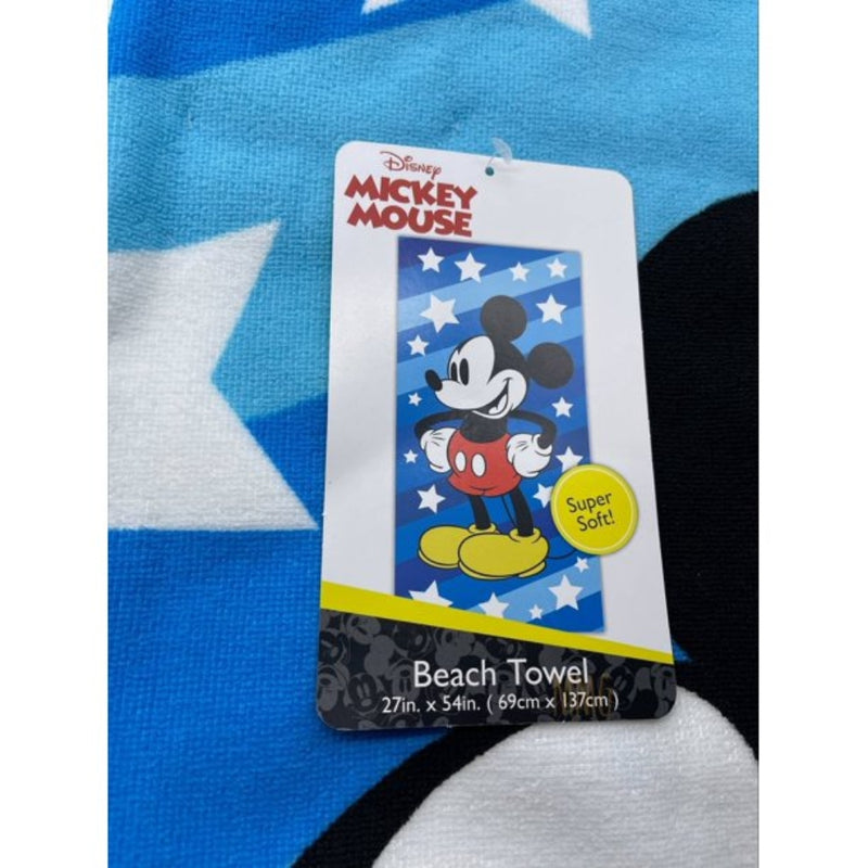 Disney Mickey Mouse "Super Star Blue Stripe" Beach Towel - 27 in. x 54 in. - Flashpopup.com