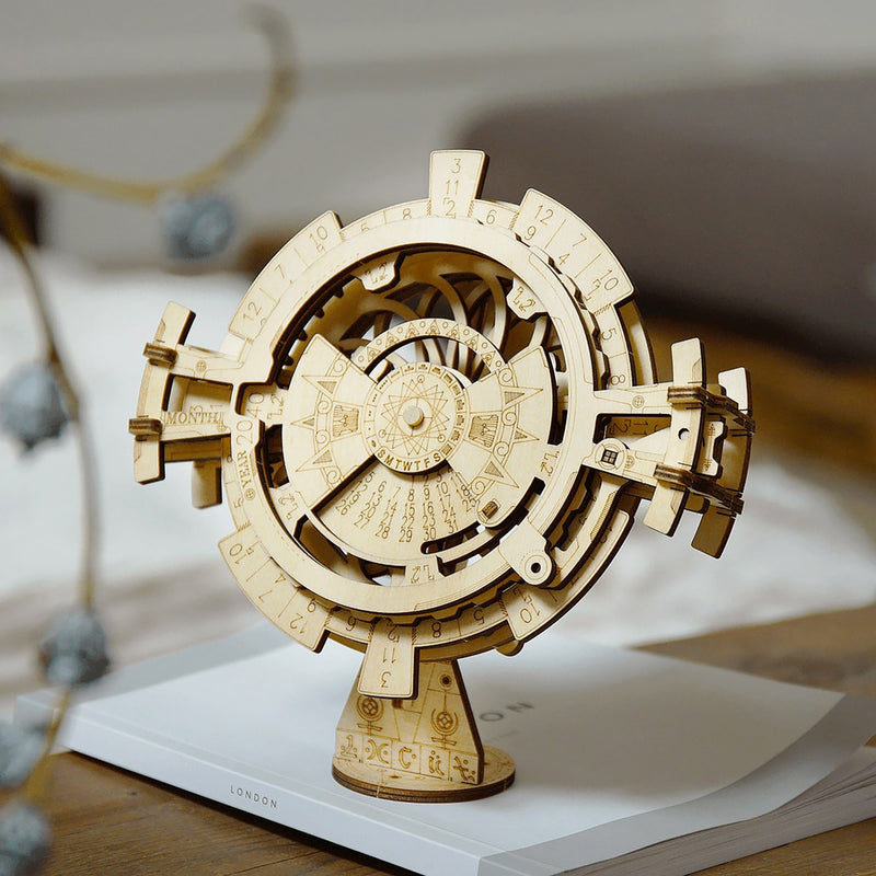 DIY 3D Wood Puzzle Mechanical Gears: Perpetual Calendar - 183 Pieces - Flashpopup.com