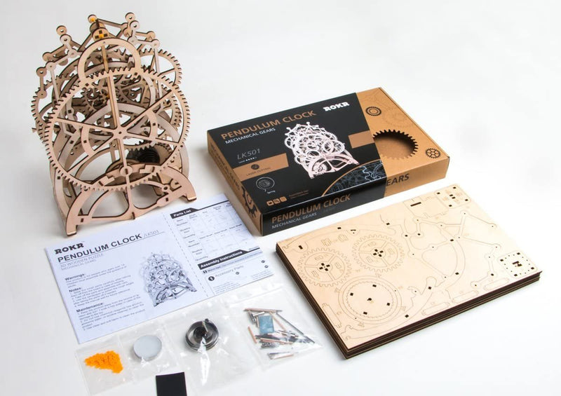 DIY 3D Wood Puzzle Mechanical Gears: Pendulum Clock - 169 Pieces - Flashpopup.com
