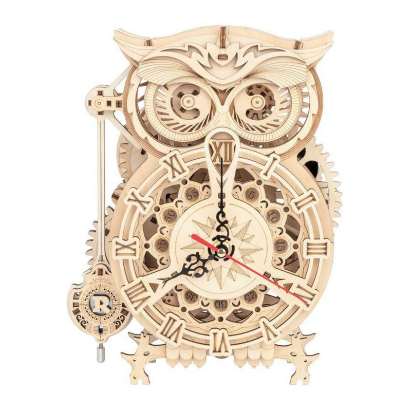 DIY 3D Moving Gears Puzzle - Owl Clock - 161 pcs - Flashpopup.com