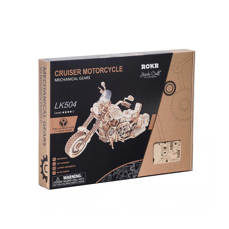 DIY 3D Moving Gears Puzzle - Cruiser Motorcycle - 420pcs - Flashpopup.com