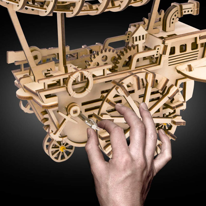DIY 3D Wood Puzzle Mechanical Gears: Air Ship - 229 Pieces - Flashpopup.com