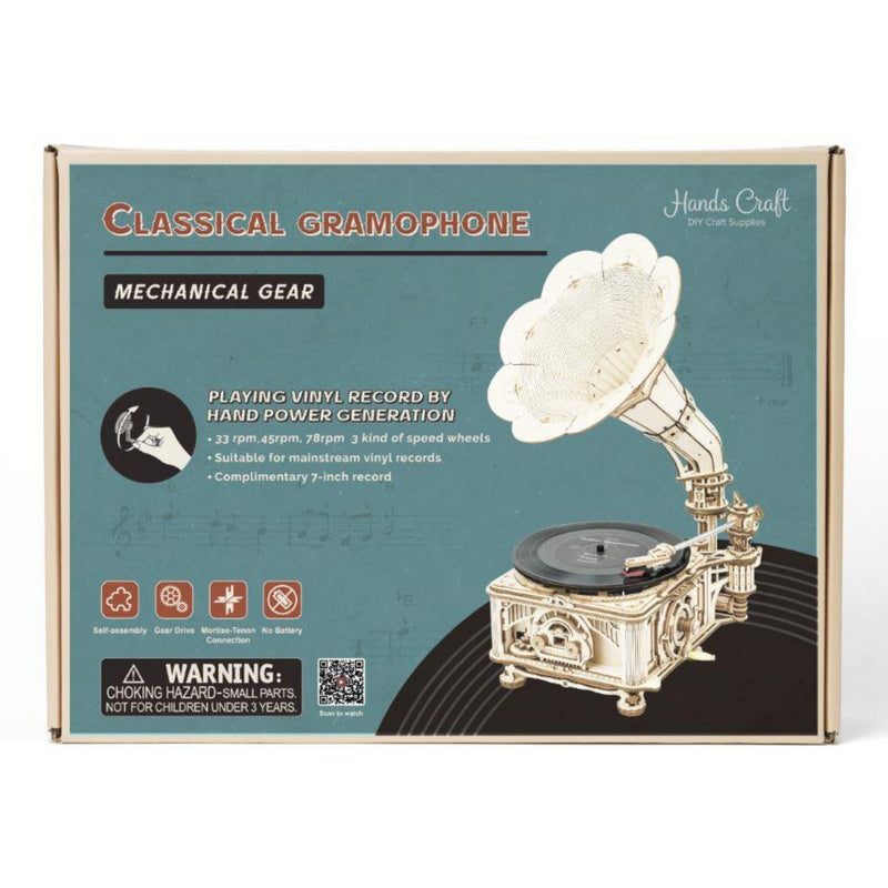 DIY 3D Moving Gears Puzzle - Classic Gramophone - 424 pcs - Flashpopup.com