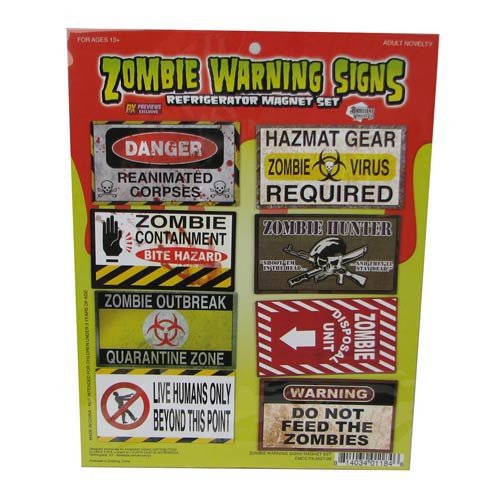 Collectible Halloween Magnet - Zombie Warning Signs - Flashpopup.com