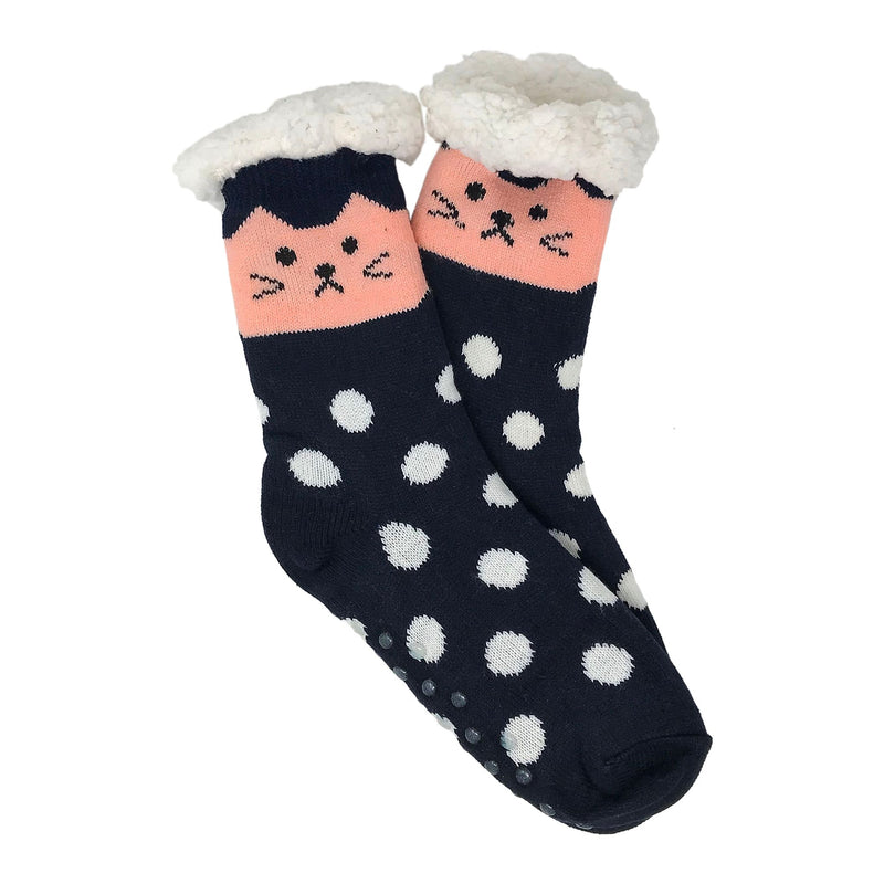 2 Pack Sherpa Socks - Gray Cat Blue Cat - Flashpopup.com