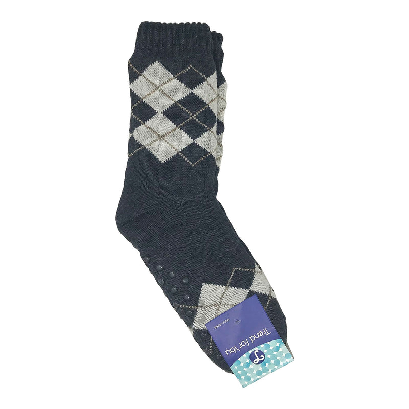 2 Pack Sherpa Socks - Gray Hearts, Gray Argyle - Flashpopup.com