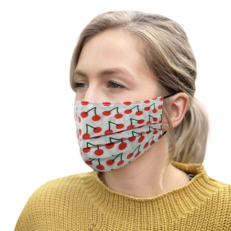 3Pc Red Cherry Pleated Wash Face Mask - Flashpopup.com