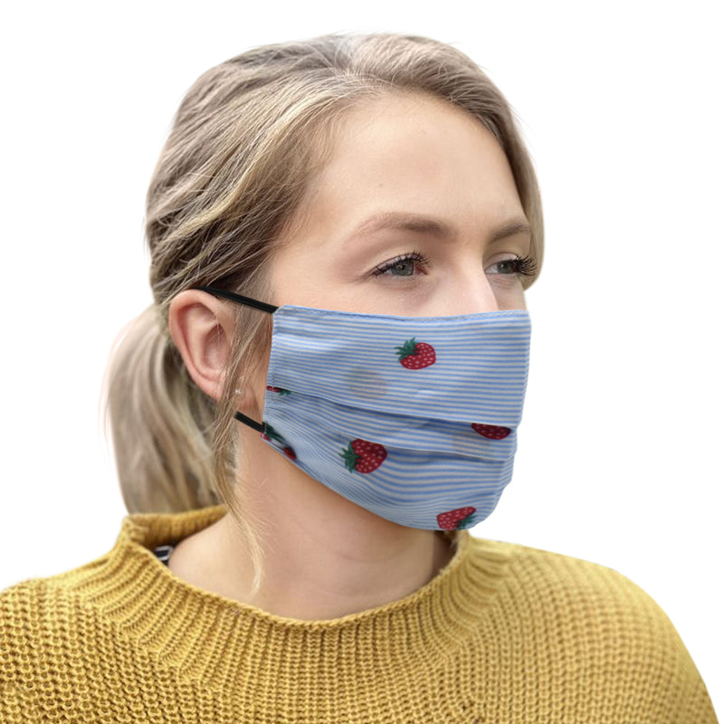 3Pc Stawberry Pleated Washable Face Mask - Flashpopup.com