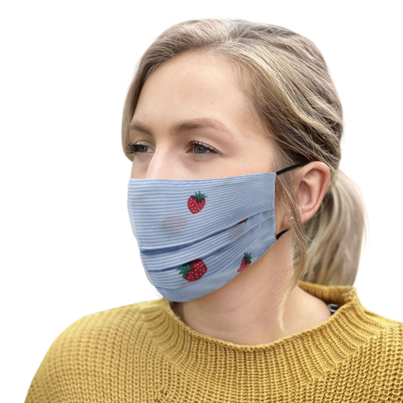 3Pc Stawberry Pleated Washable Face Mask - Flashpopup.com
